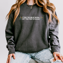 Load image into Gallery viewer, start of an age crewneck – unisex lightweight comfort colors crewneck sweatshirt