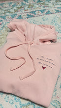 Load image into Gallery viewer, i swear i don't love the drama, it loves me - cropped peach hoodie