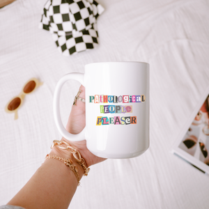 people pleaser – white glossy mug (3 size options)