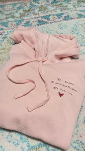 i swear i don't love the drama, it loves me - cropped peach hoodie