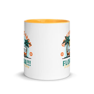 greetings from fl – white glossy mug with yellow inside