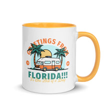 Load image into Gallery viewer, greetings from fl – white glossy mug with yellow inside
